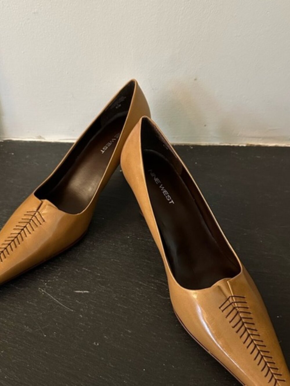 Vintage Nine West Camel Heels with Stitch Detail
